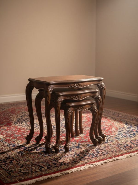 Versailes Fransız Still 3'lü Ahşap Zigon Sehpa