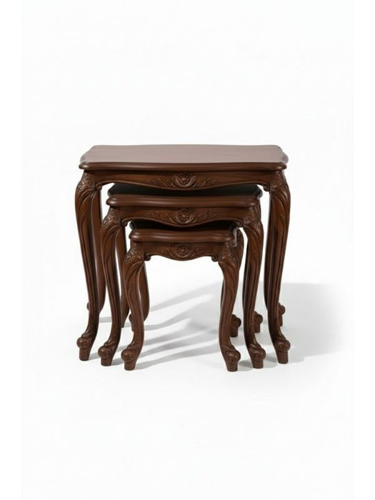 Versailes Fransız Still 3'lü Ahşap Zigon Sehpa