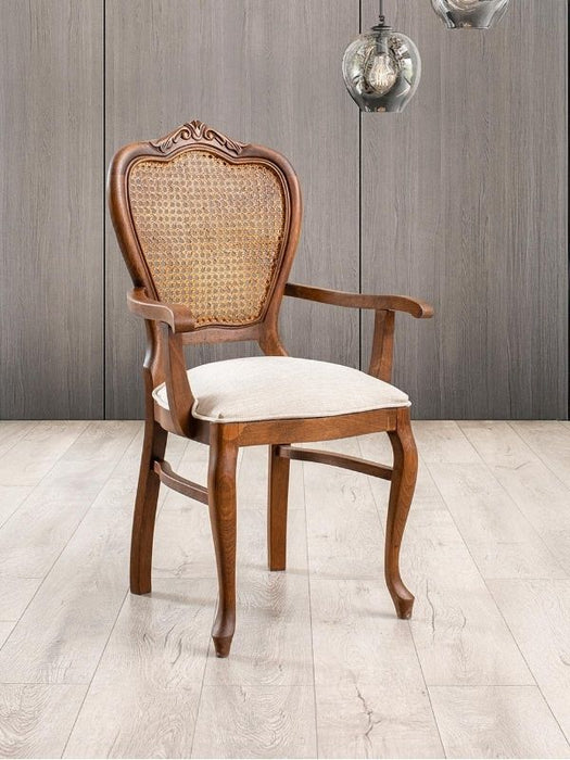 Versailes Hazeranlı Kolçaklı Oymalı Klasik Ahşap Sandalye