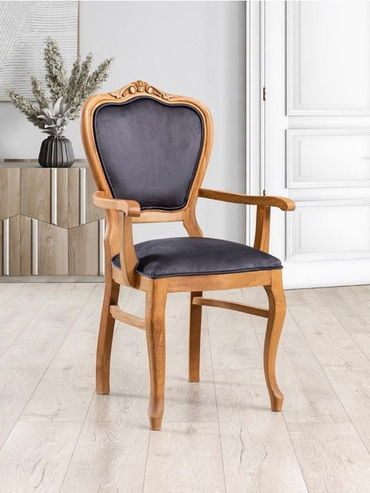 Versailes Kolçaklı Oymalı Klasik Ahşap Sandalye