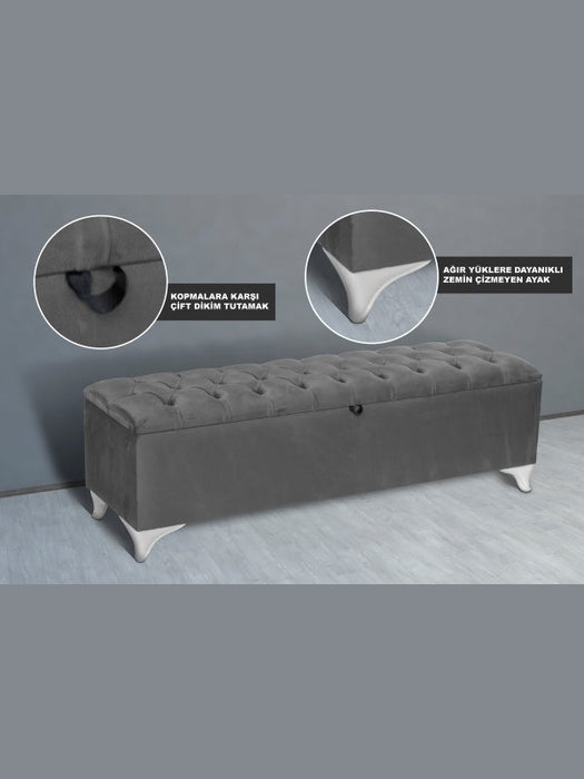 Vetra Sandıklı Bench Puf, Beyaz