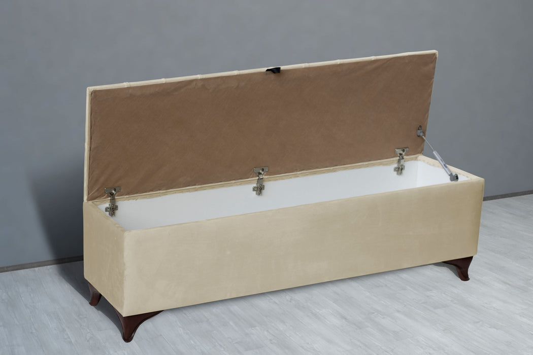 Vetra Sandıklı Bench Puf, Beyaz