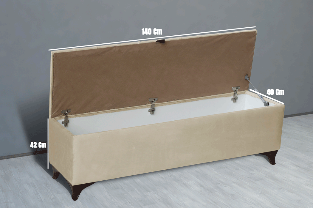 Vetra Sandıklı Bench Puf, Beyaz