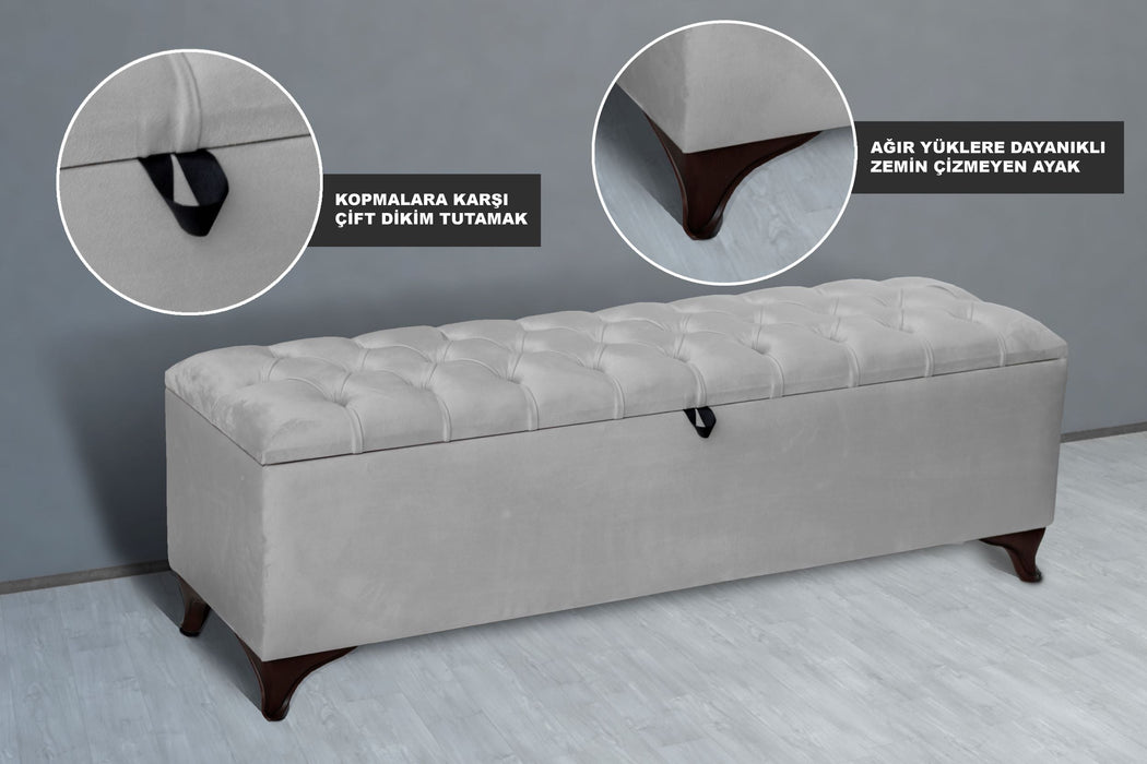 Vetra Sandıklı Bench Puf, Beyaz