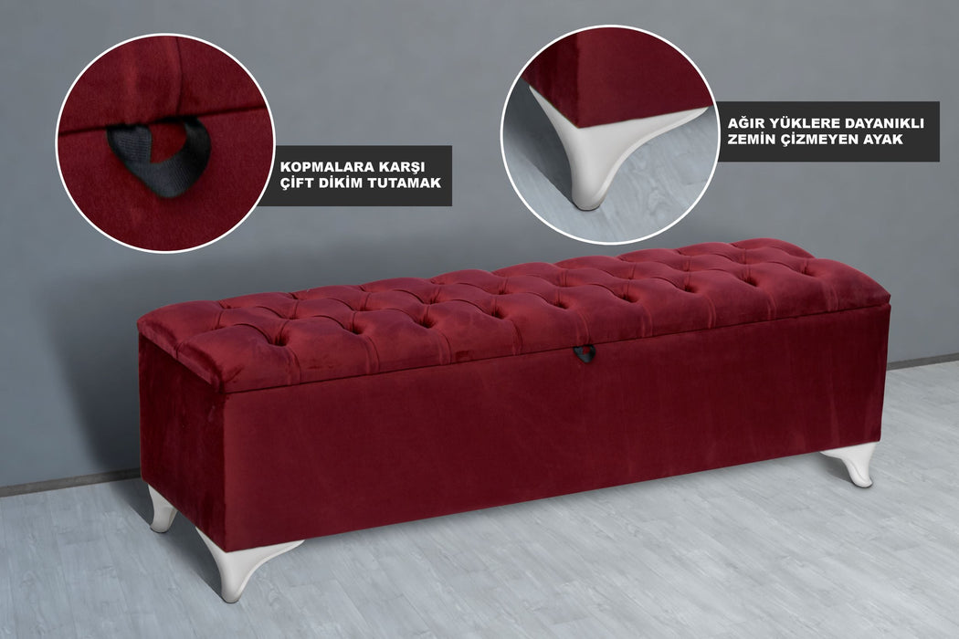 Vetra Sandıklı Bench Puf, Beyaz