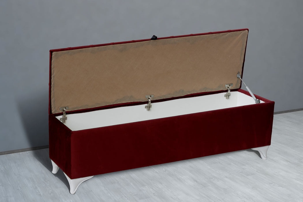 Vetra Sandıklı Bench Puf, Beyaz