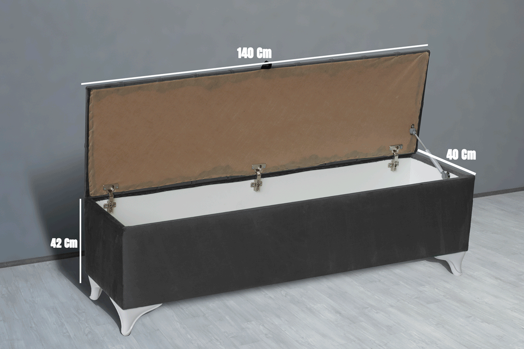 Vetra Sandıklı Bench Puf, Beyaz