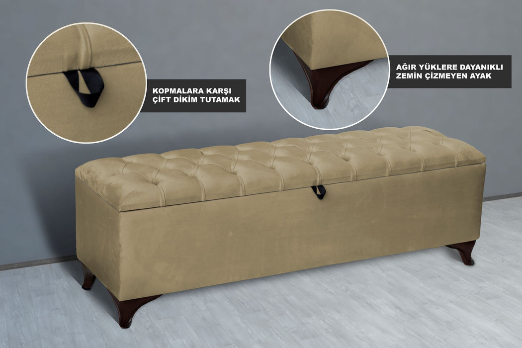 Vetra Sandıklı Bench Puf, Beyaz