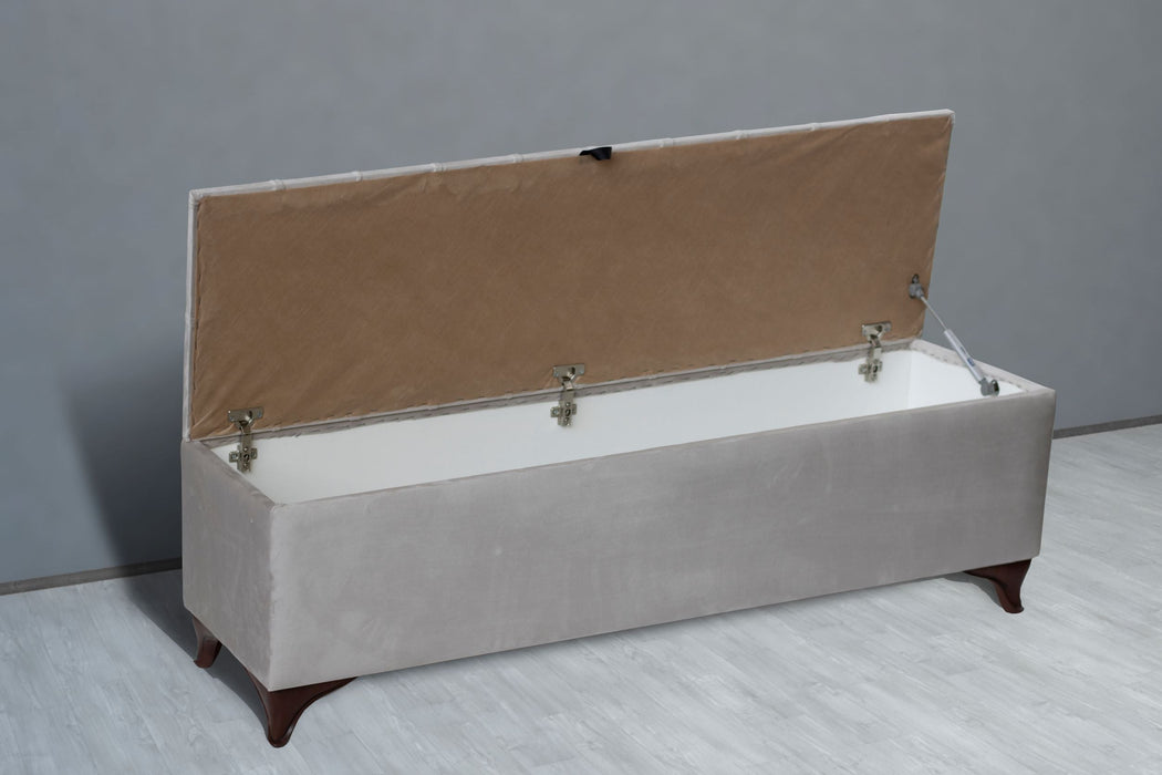 Vetra Sandıklı Bench Puf, Beyaz