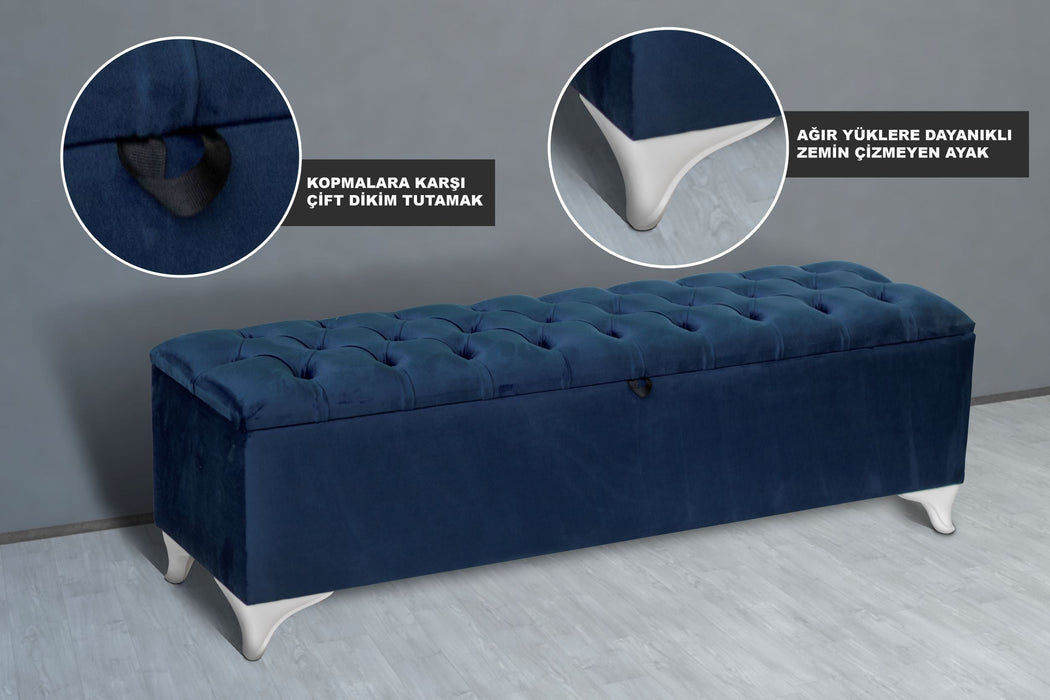 Vetra Sandıklı Bench Puf, Beyaz