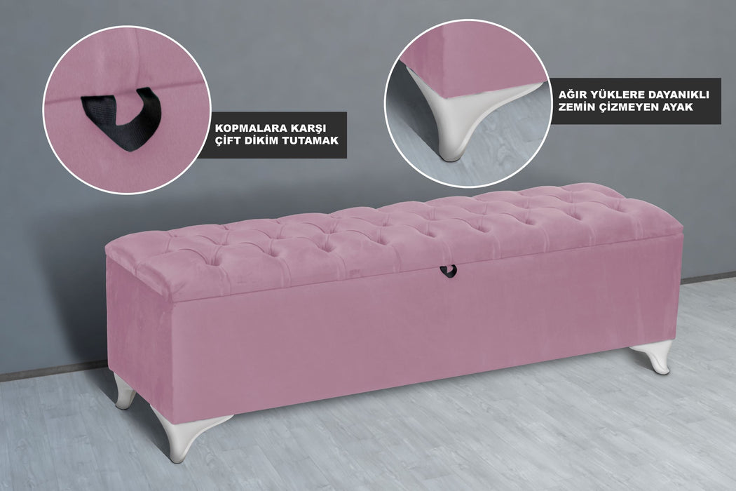 Vetra Sandıklı Bench Puf, Beyaz