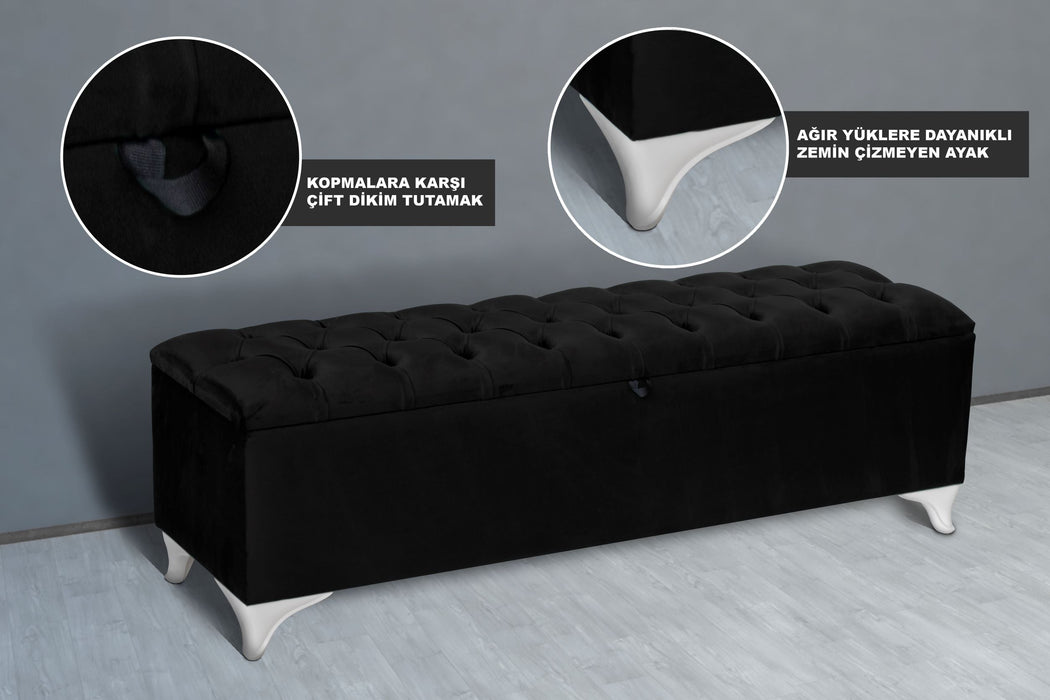 Vetra Sandıklı Bench Puf, Beyaz