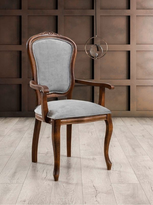 Victoria Kolçaklı Ahşap Oymalı Country Sandalye