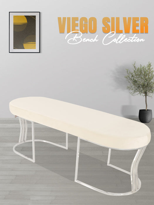 Viego Silver Smooth Bench Puf