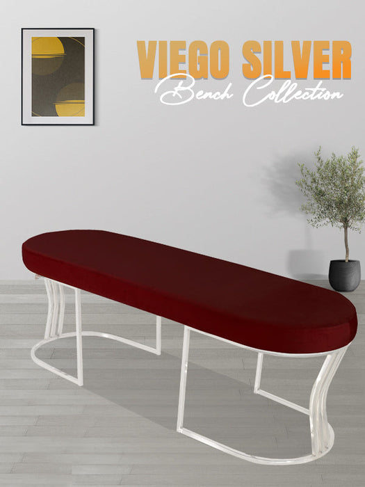 Viego Silver Smooth Bench Puf