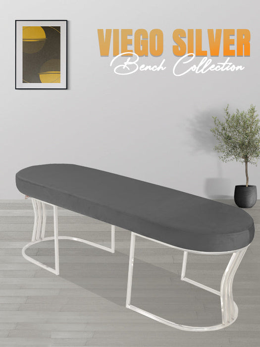 Viego Silver Smooth Bench Puf