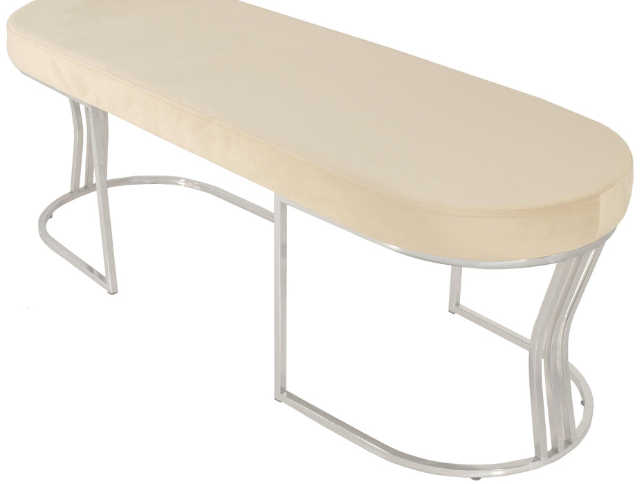 Viego Silver Smooth Bench Puf