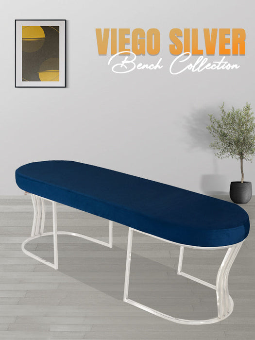 Viego Silver Smooth Bench Puf
