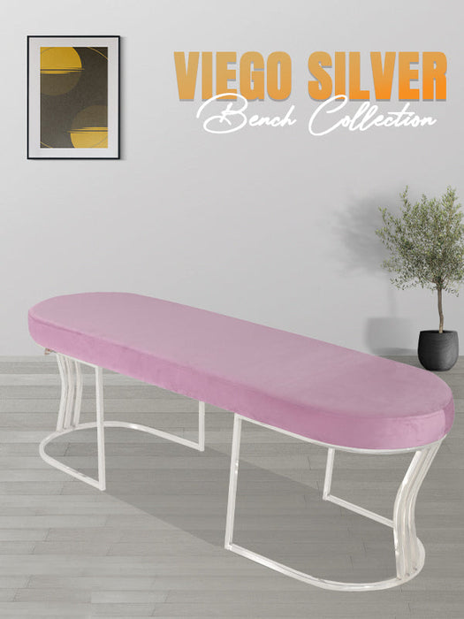 Viego Silver Smooth Bench Puf