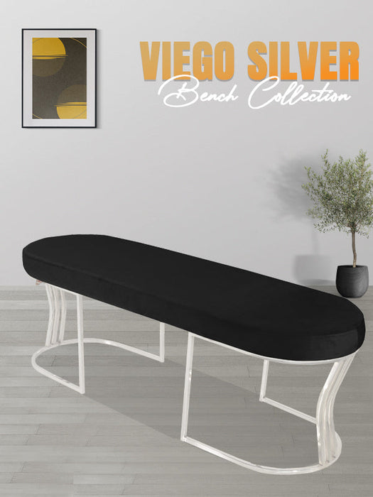 Viego Silver Smooth Bench Puf