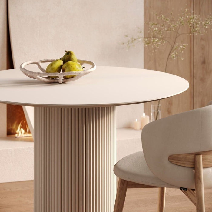 Vintage Yuvarlak Ahşap Bohem Masa 110x110