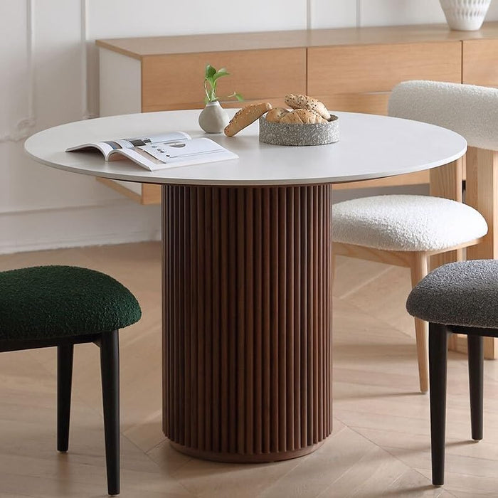 Vintage Yuvarlak Ahşap Bohem Masa 110x110