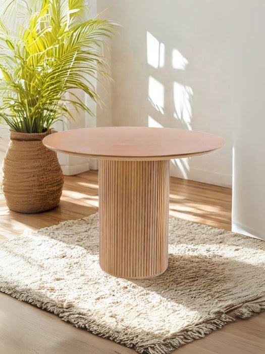 Vintage Yuvarlak Ahşap Bohem Masa 120x120