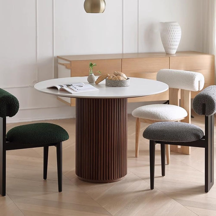 Vintage Yuvarlak Ahşap Bohem Masa 120x120