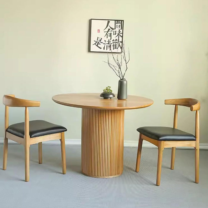 Vintage Yuvarlak Ahşap Bohem Masa 90x90