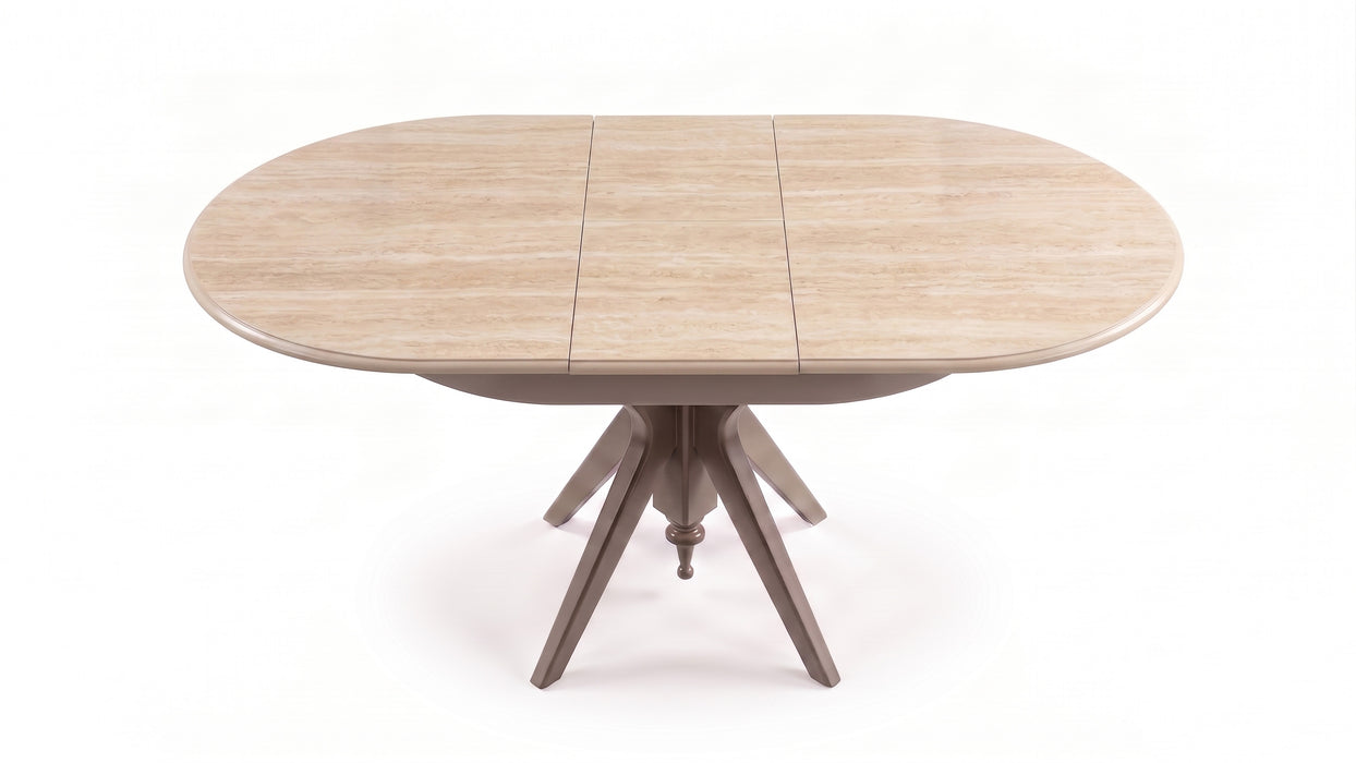 Vintera Traverten Açılır Oval Mutfak Masası 80x120