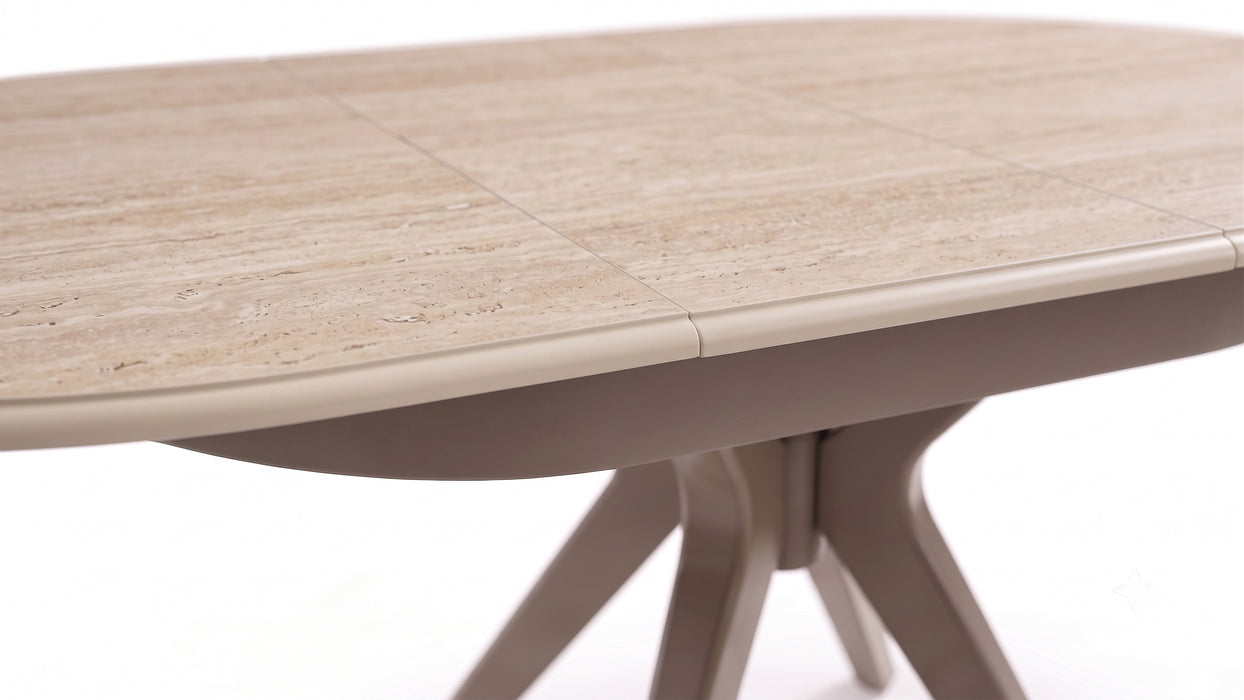 Vintera Traverten Açılır Oval Mutfak Masası 80x120