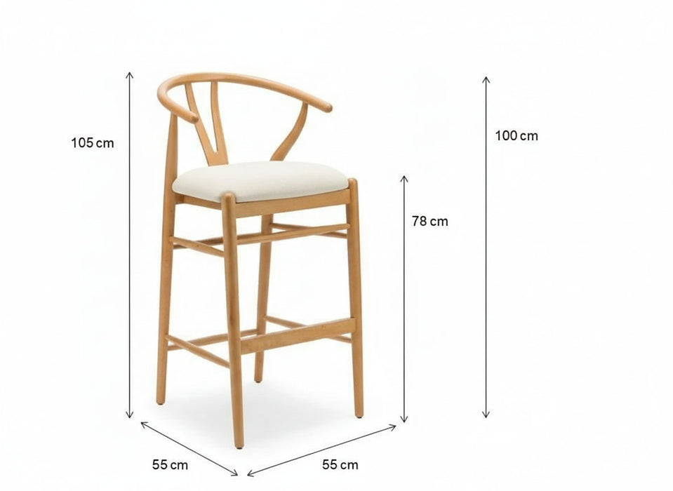 Windsor İskandinav Ahşap Bar Sandalyesi