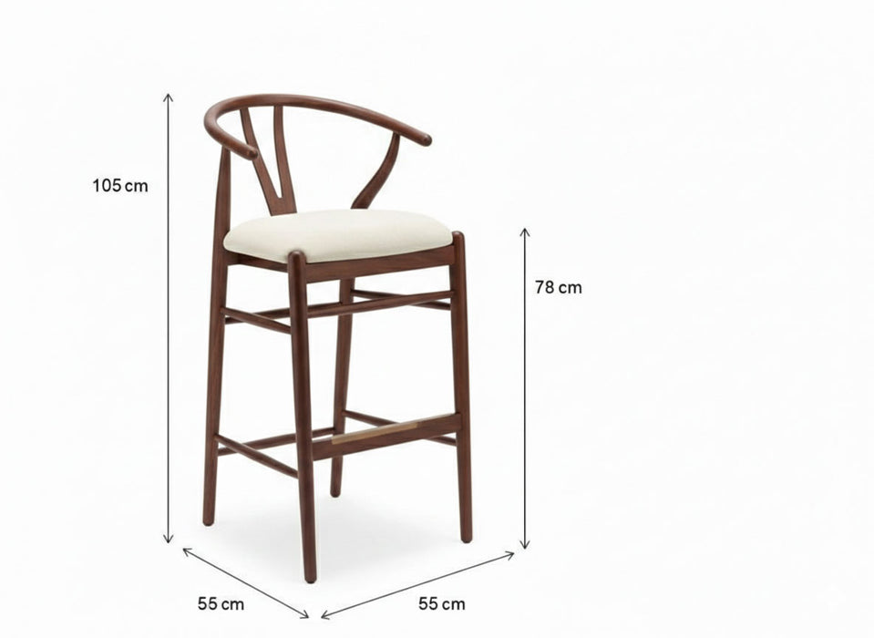 Windsor İskandinav Ahşap Bar Sandalyesi