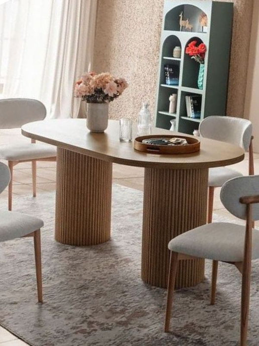 Zenith İskandinav Oval Natural Ahşap Bohem Masa 90x190