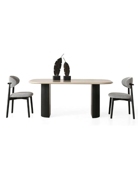 Zeno Oval Ahşap Bohem Yemek Masası 90x200