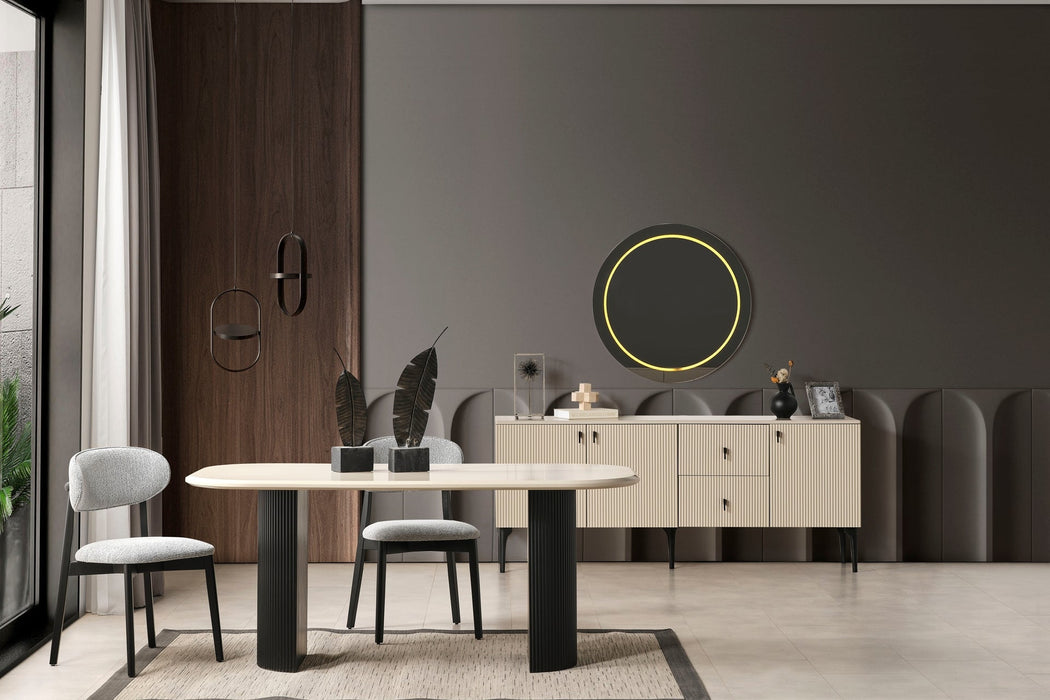 Zeno Oval Ahşap Bohem Yemek Masası 90x200