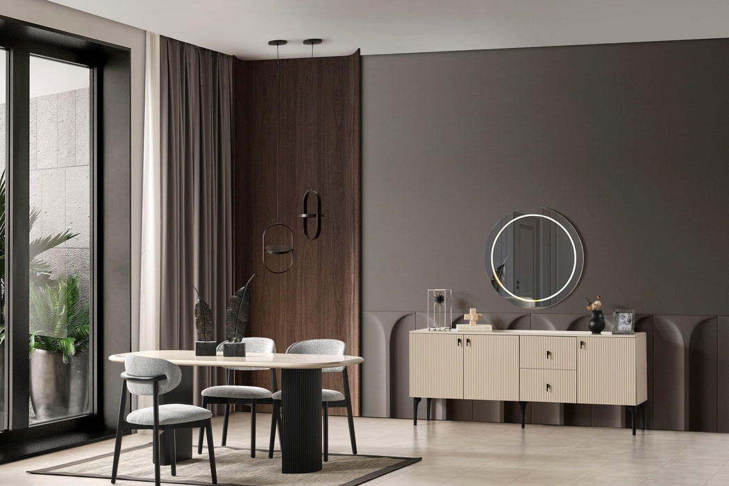 Zeno Oval Ahşap Bohem Yemek Masası 90x200