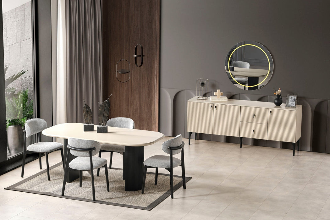 Zeno Oval Ahşap Bohem Yemek Masası 90x200